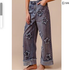 BiBi Distressed Star Flare Jeans - Blue